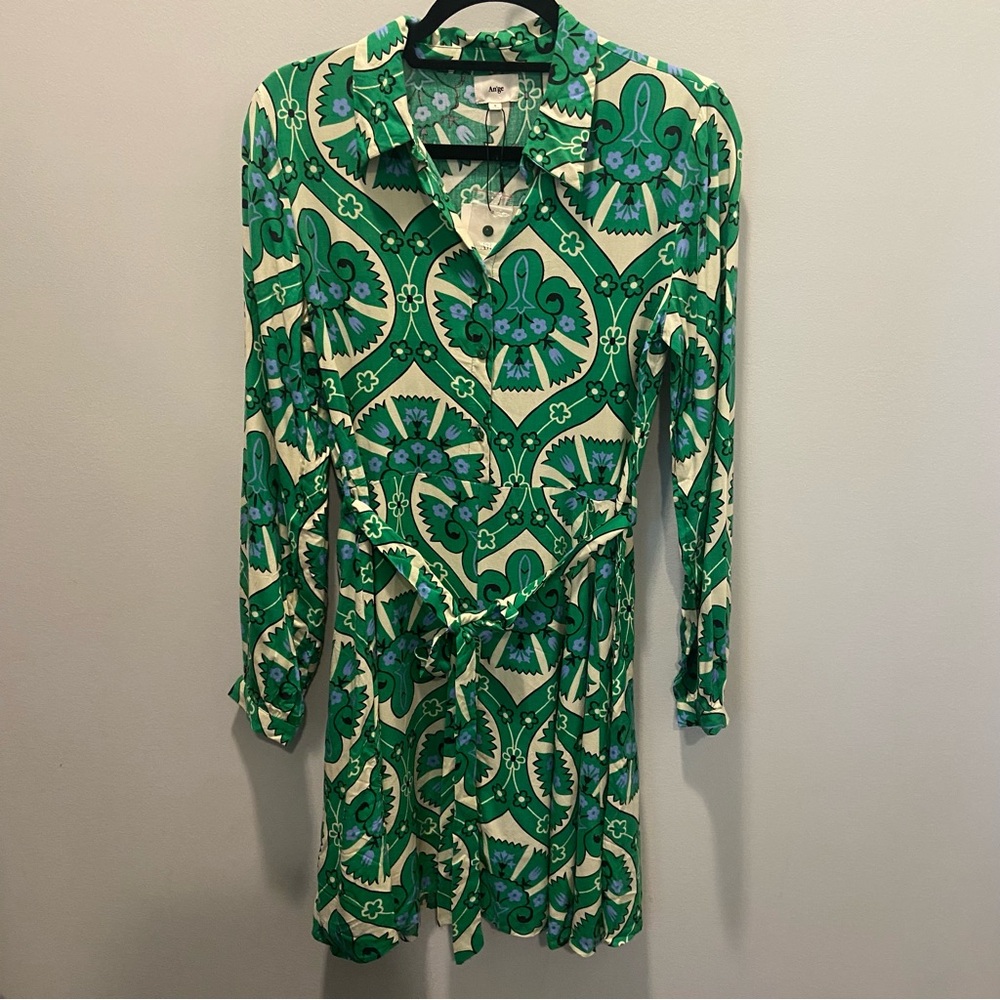 Green Patterned Mini Dress